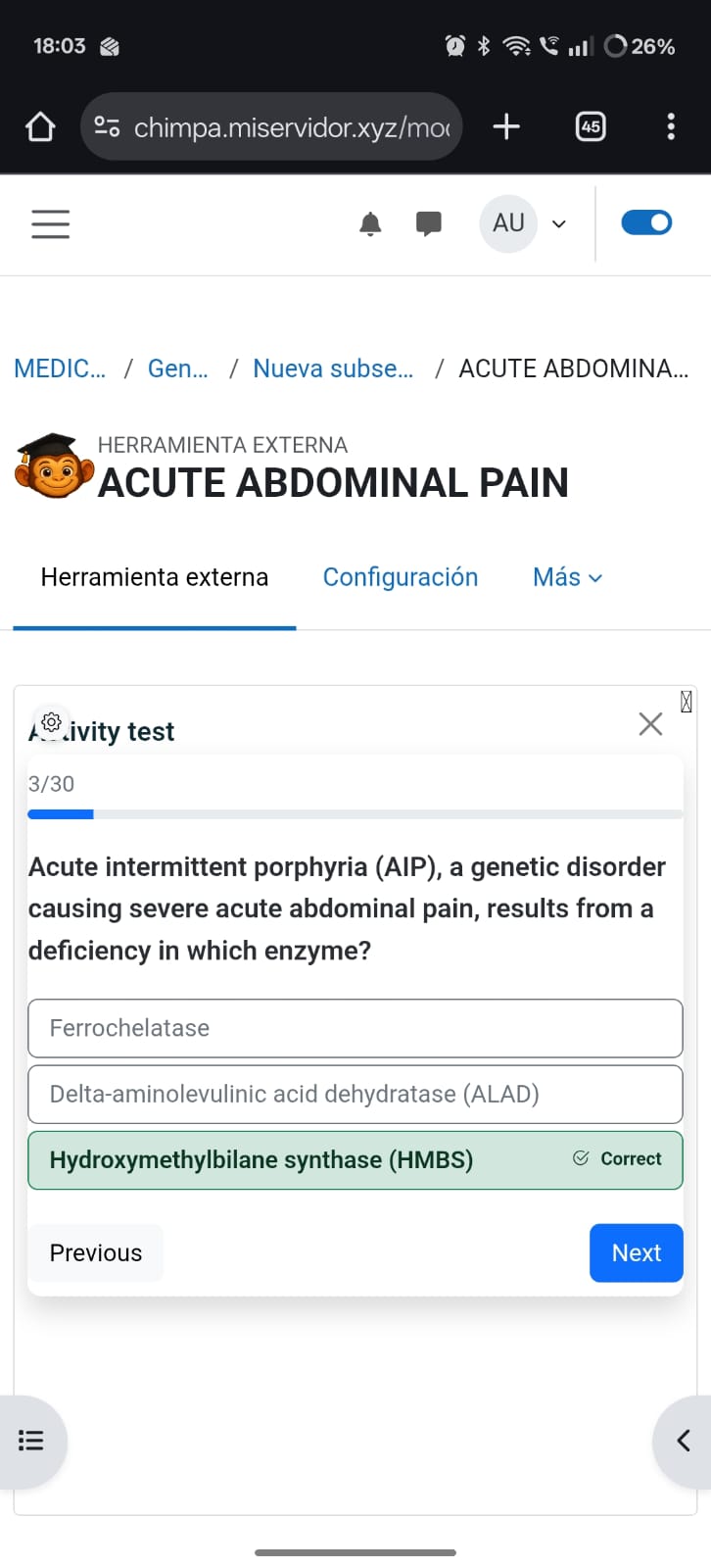 Profesor probando el cuestionario como si fuera alumno